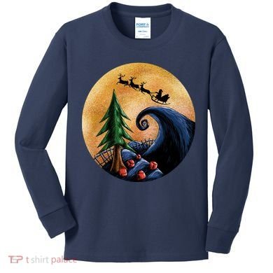Work Before Christmas Santa's Art Wave Kids Long Sleeve Shirt