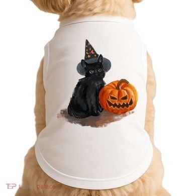Witch Black Cat Pumpkin Halloween Doggie Tank