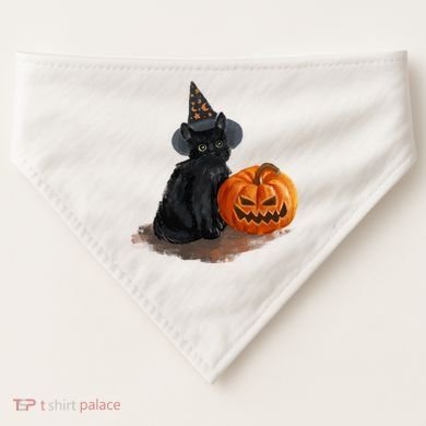 Witch Black Cat Pumpkin Halloween USA-Made Doggie Bandana