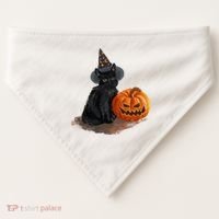 Witch Black Cat Pumpkin Halloween USA-Made Doggie Bandana thumb 0