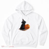 Witch Black Cat Pumpkin Halloween Hoodie thumb 0
