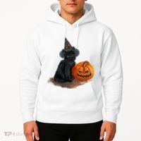 Witch Black Cat Pumpkin Halloween Hoodie thumb 2