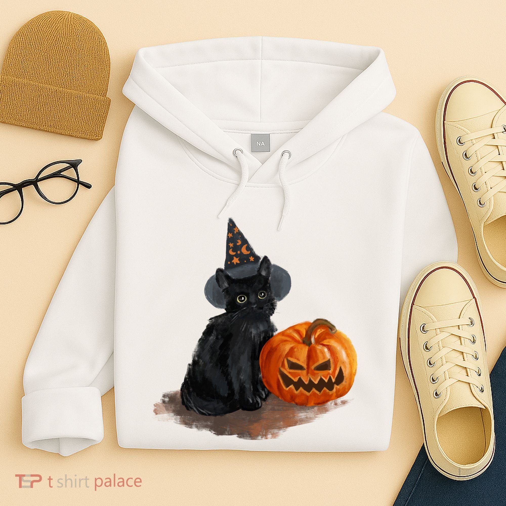 Witch Black Cat Pumpkin Halloween Hoodie