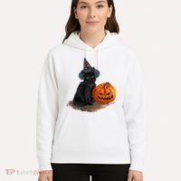 Witch Black Cat Pumpkin Halloween Hoodie thumb 5