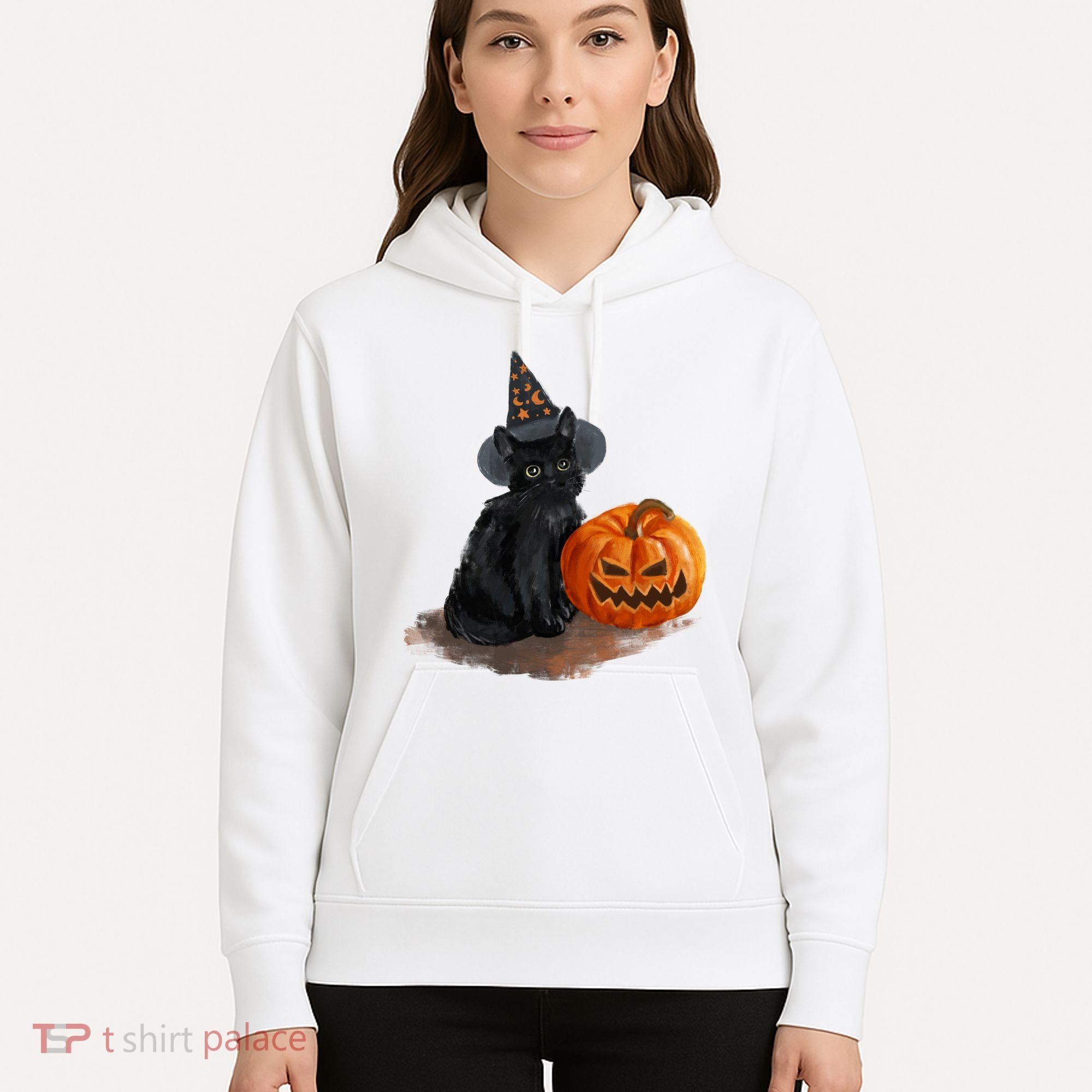 Witch Black Cat Pumpkin Halloween Hoodie