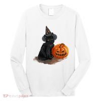 Witch Black Cat Pumpkin Halloween Long Sleeve Shirt thumb 0