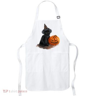 Witch Black Cat Pumpkin Halloween Apron