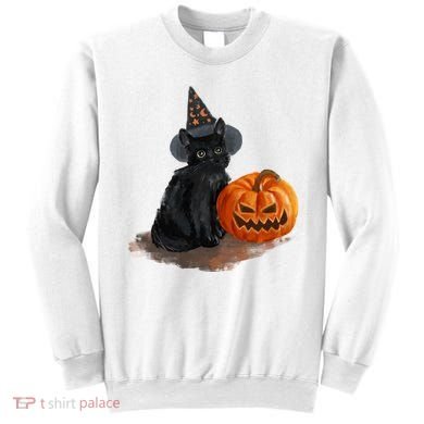 Witch Black Cat Pumpkin Halloween Sweatshirt