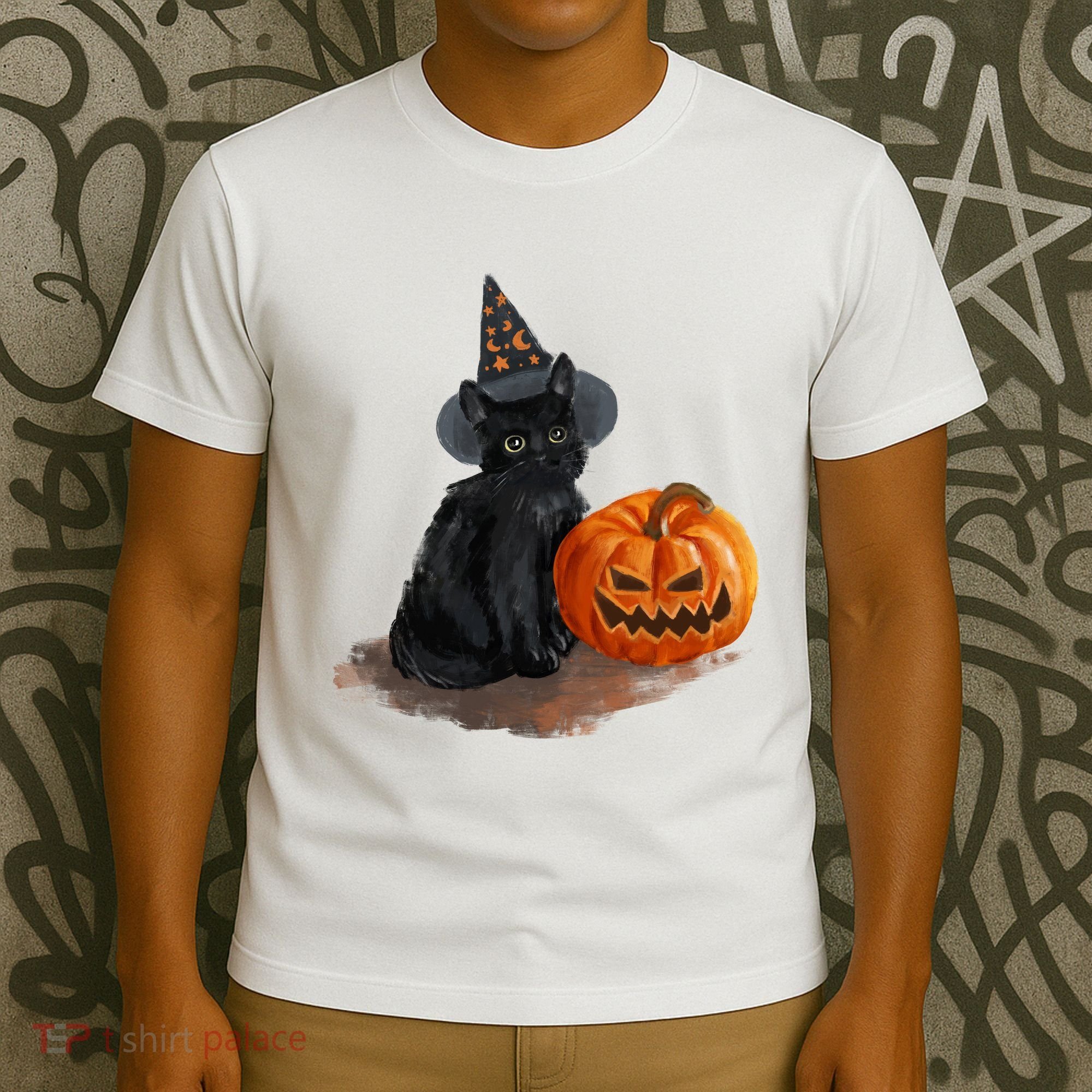 Witch Black Cat Pumpkin Halloween T-Shirt