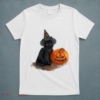 Witch Black Cat Pumpkin Halloween T-Shirt thumb 5