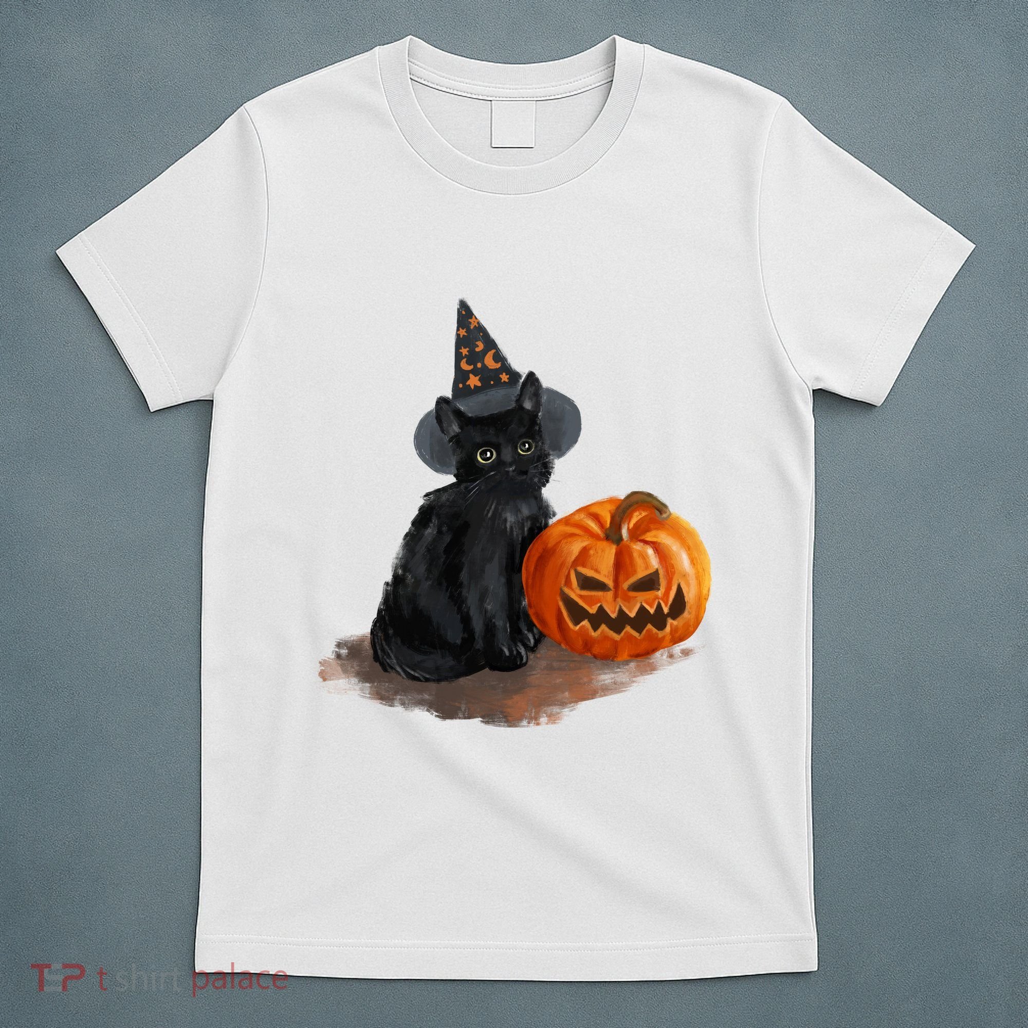Witch Black Cat Pumpkin Halloween T-Shirt