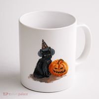 Witch Black Cat Pumpkin Halloween Coffee Mug thumb 1