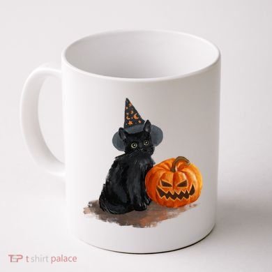 Witch Black Cat Pumpkin Halloween Coffee Mug