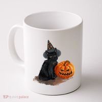 Witch Black Cat Pumpkin Halloween Coffee Mug thumb 0