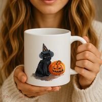 Witch Black Cat Pumpkin Halloween Coffee Mug thumb 3
