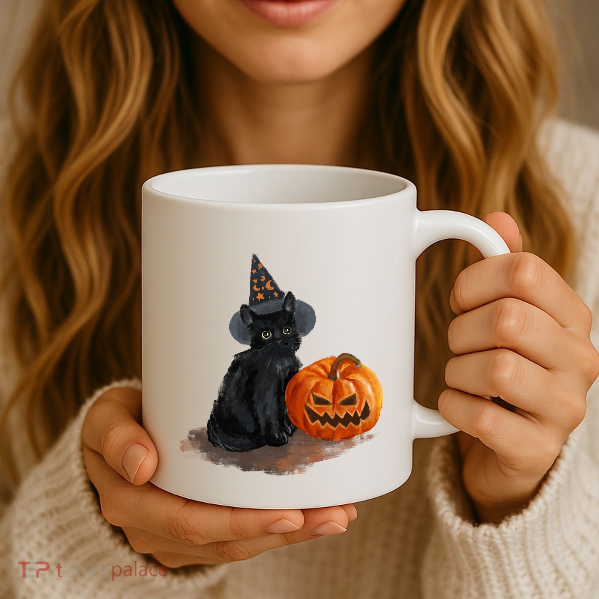 Witch Black Cat Pumpkin Halloween Coffee Mug