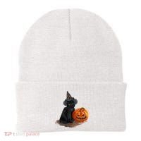 Witch Black Cat Pumpkin Halloween Beanie thumb 0