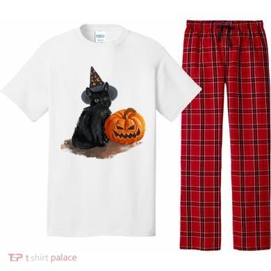 Witch Black Cat Pumpkin Halloween Pajama Set