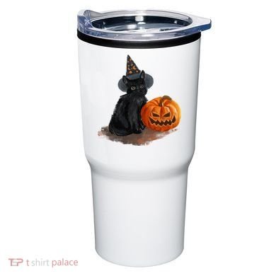 Witch Black Cat Pumpkin Halloween Tumbler