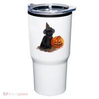 Witch Black Cat Pumpkin Halloween Tumbler thumb 0