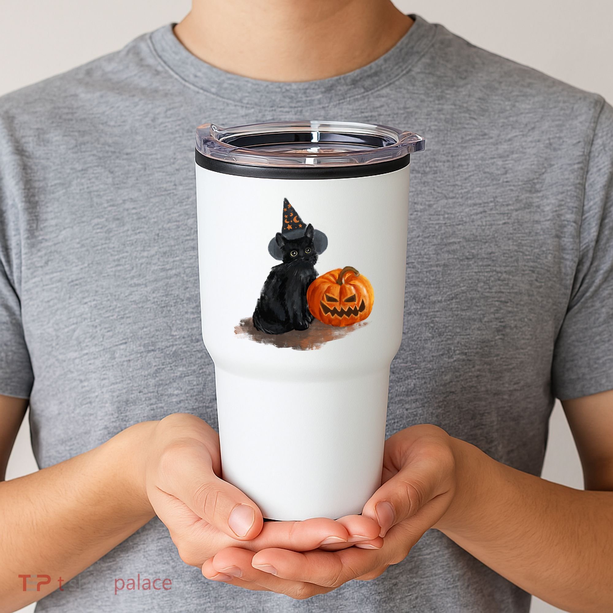 Witch Black Cat Pumpkin Halloween Tumbler