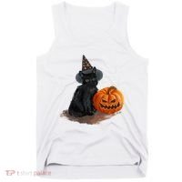 Witch Black Cat Pumpkin Halloween Tank Top thumb 0