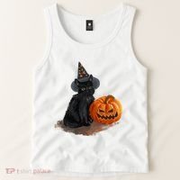 Witch Black Cat Pumpkin Halloween Tank Top thumb 2