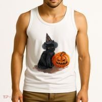 Witch Black Cat Pumpkin Halloween Tank Top thumb 3