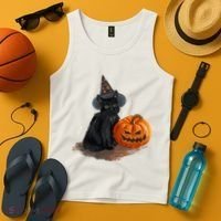 Witch Black Cat Pumpkin Halloween Tank Top thumb 4
