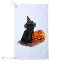Witch Black Cat Pumpkin Halloween Golf Towel thumb 0