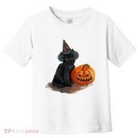 Witch Black Cat Pumpkin Halloween Toddler T-Shirt thumb 0