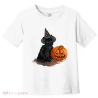 Witch Black Cat Pumpkin Halloween Toddler T-Shirt thumb 0