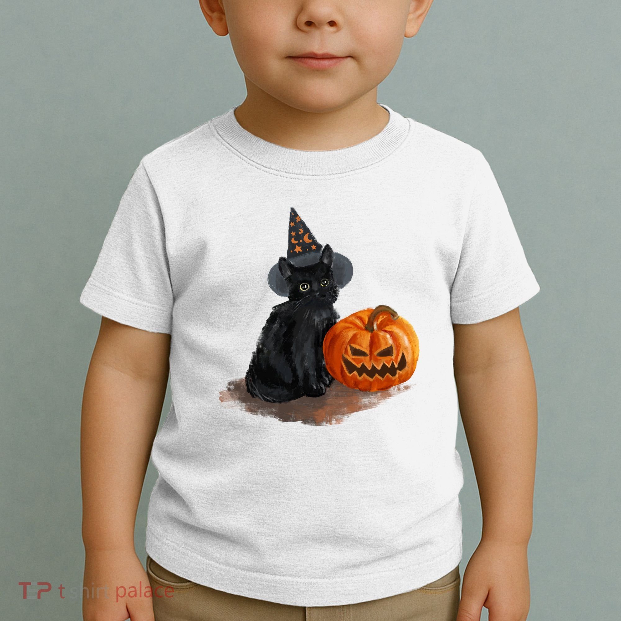 Witch Black Cat Pumpkin Halloween Toddler T-Shirt