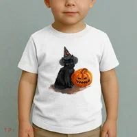Witch Black Cat Pumpkin Halloween Toddler T-Shirt thumb 2