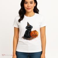 Witch Black Cat Pumpkin Halloween Women's T-Shirt thumb 4