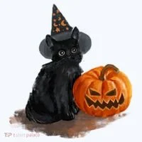 Witch Black Cat Pumpkin Halloween Women's T-Shirt thumb 6