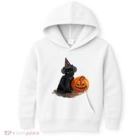 Witch Black Cat Pumpkin Halloween Kids Hoodie thumb 0