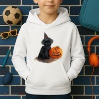 Witch Black Cat Pumpkin Halloween Kids Hoodie thumb 2