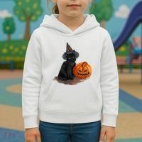 Witch Black Cat Pumpkin Halloween Kids Hoodie thumb 3