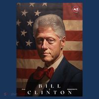 William Bill Clinton 42nd President Of The United States Portrait T-Shirt thumb 7