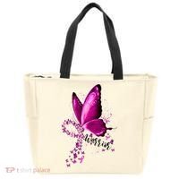 Warrior Breast Cancer Awareness Pink Ribbons Butterfly Tote Bag thumb 0