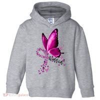Warrior Breast Cancer Awareness Pink Ribbons Butterfly Toddler Hoodie thumb 0