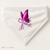 Warrior Breast Cancer Awareness Pink Ribbons Butterfly USA-Made Doggie Bandana thumb 0