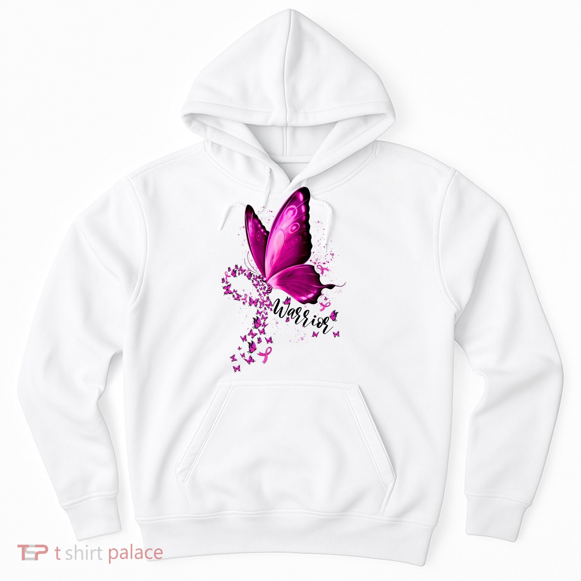Warrior Breast Cancer Awareness Pink Ribbons Butterfly Hoodie