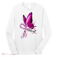 Warrior Breast Cancer Awareness Pink Ribbons Butterfly Long Sleeve Shirt thumb 0