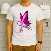 Warrior Breast Cancer Awareness Pink Ribbons Butterfly T-Shirt thumb 6
