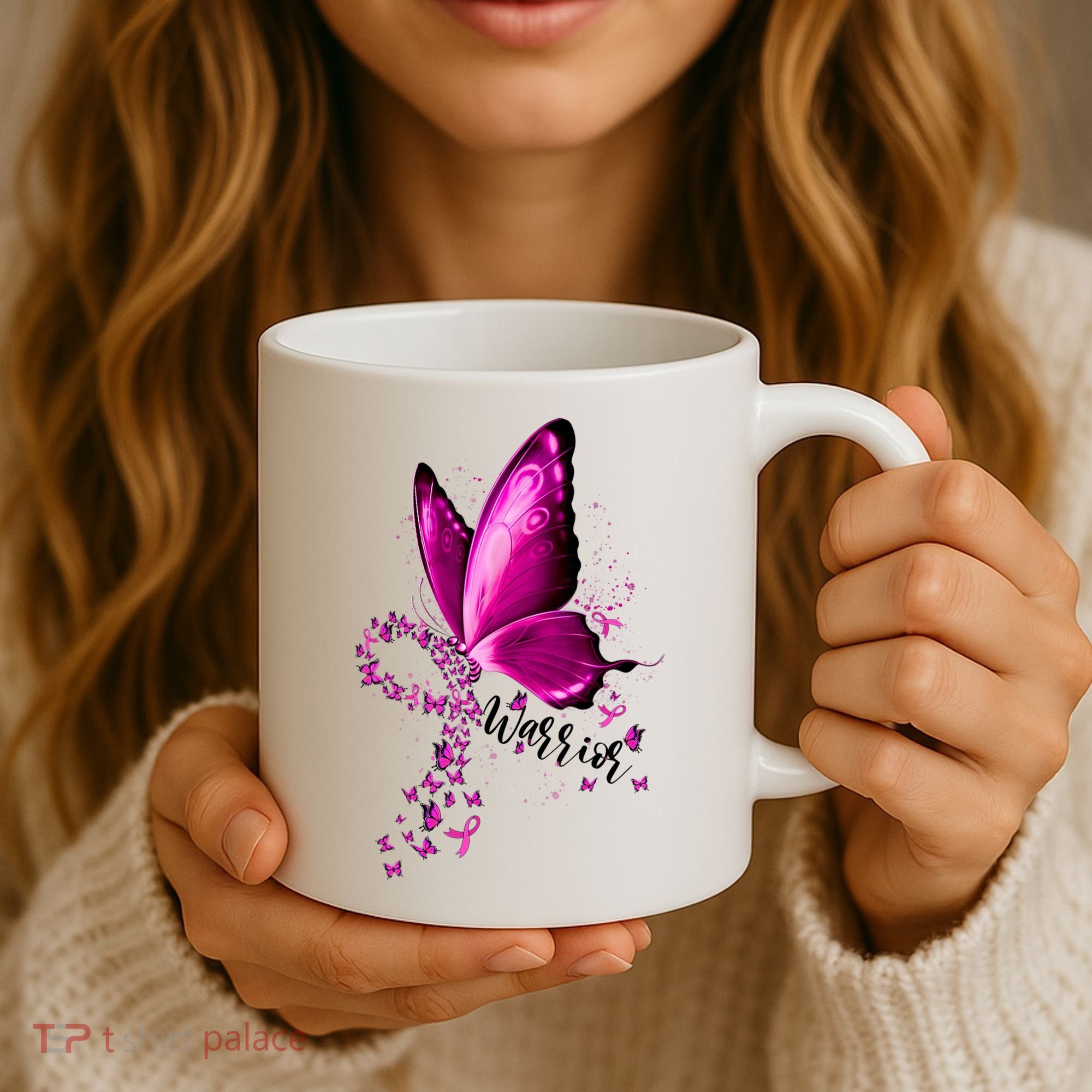 Warrior Breast Cancer Awareness Pink Ribbons Butterfly Coffee Mug