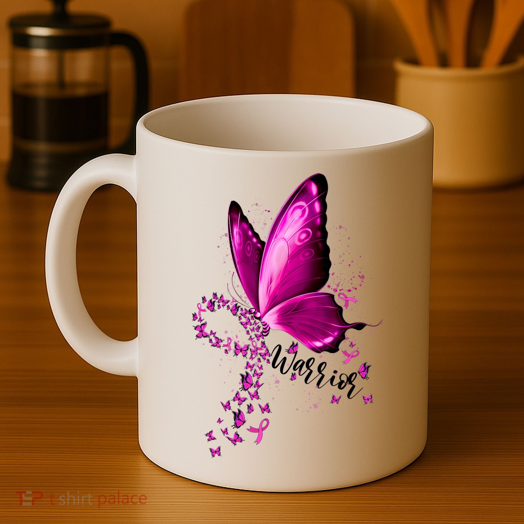 Warrior Breast Cancer Awareness Pink Ribbons Butterfly Coffee Mug