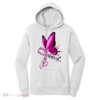 Warrior Breast Cancer Awareness Pink Ribbons Butterfly Women's Hoodie thumb 0
