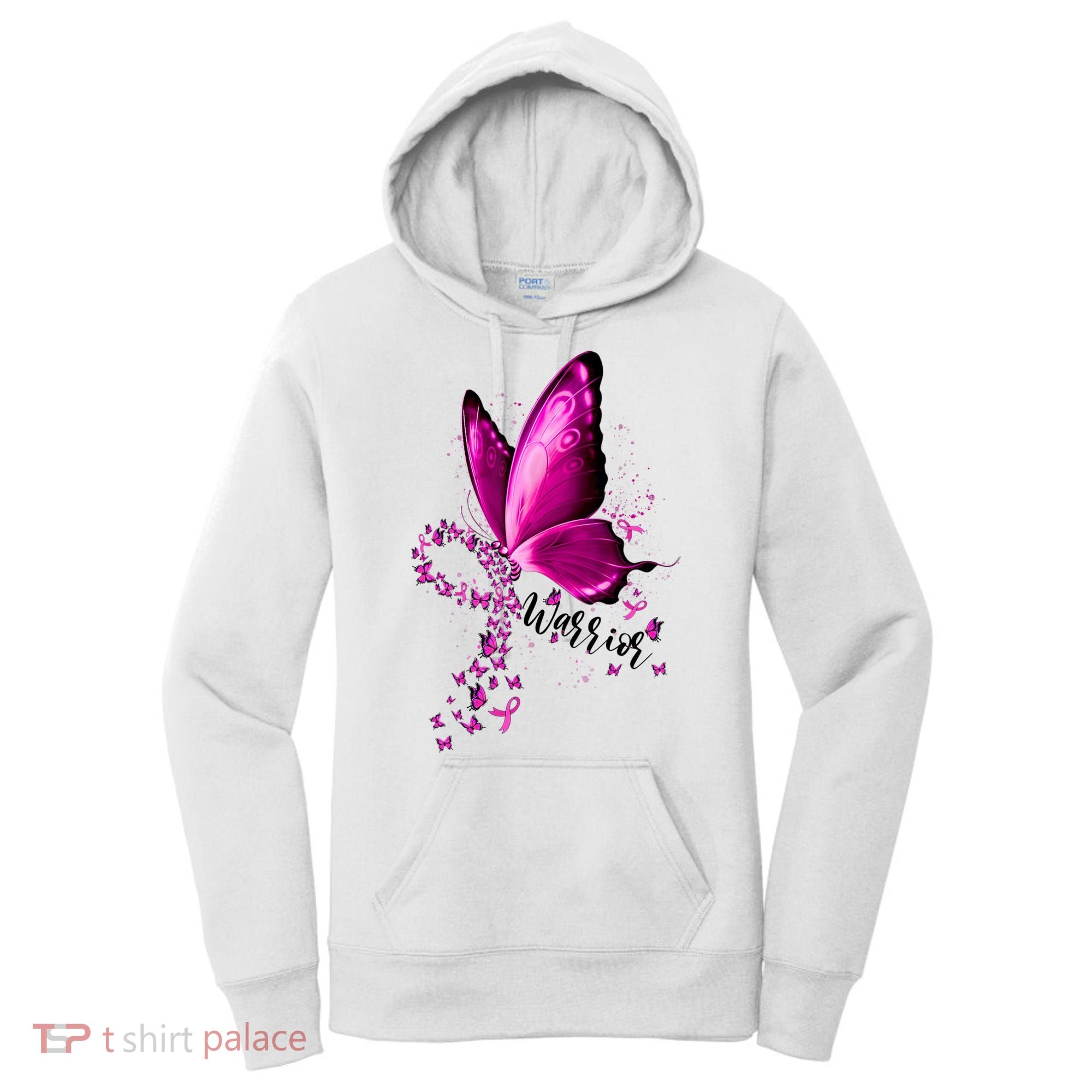 Warrior Breast Cancer Awareness Pink Ribbons Butterfly Women's Hoodie